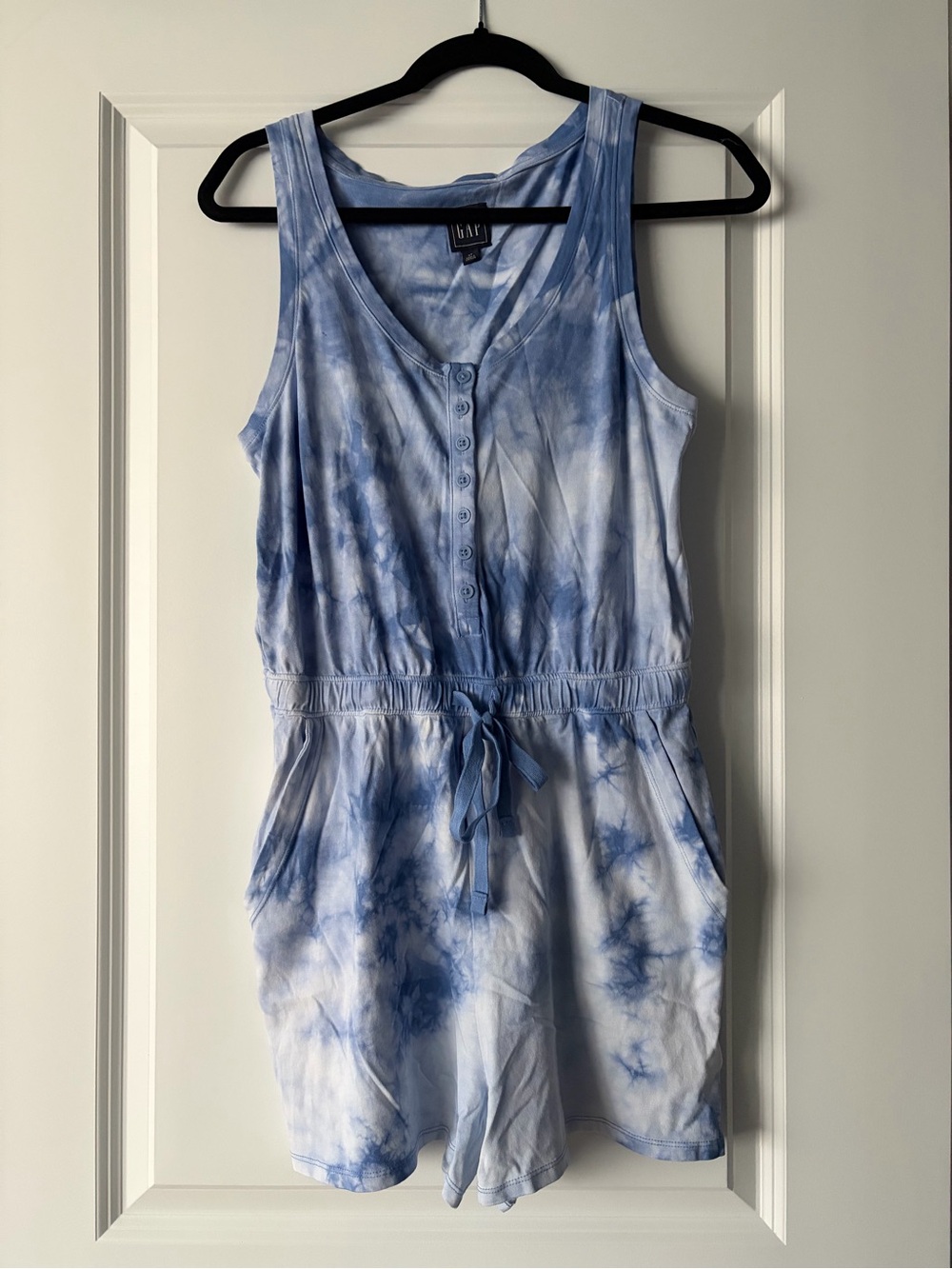 GAP Light Blue Tie-Dye Sleeveless Romper Dress